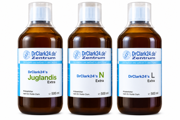 Kräuterbitter-Systemset nach Dr. Hulda Clark, Drei-Phasen-Trio (3 x 500 ml) P-L-N